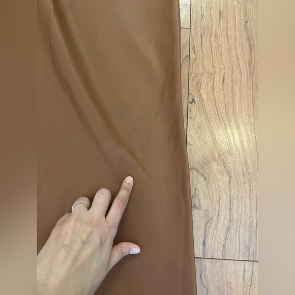 MNG Mango Sz 8 Faux Leather Pleather Pants Trousers Vegan Brown Straight - Picture 13 of 13